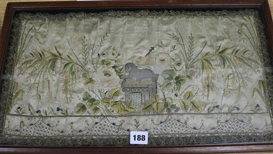 A late 17th century stumpwork and needlework panel